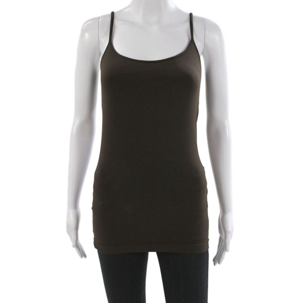Bordeaux Women Tank Scoop Neck Brown Solid Size One Size